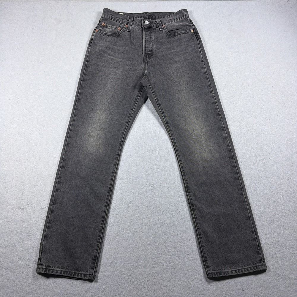 Levis 501 Jeans Womens 28x30 Gray Charcoal Wash Straight Button Fly Denim Pants
